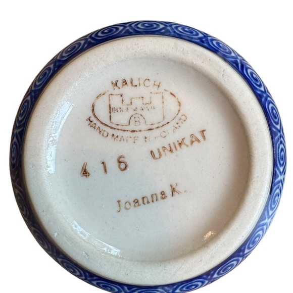 Unikat Boleslawiec Polish Art Pottery Hand Painted 3 Sm Nesting Bowls 2 Spoons - Picture 5 of 5